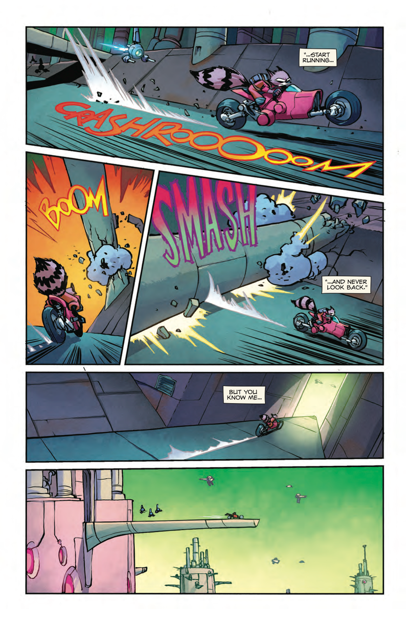 Illustration for article titled Exclusive Marvel preview: Rocket makes a thrilling getaway in Rocket Raccoon #11